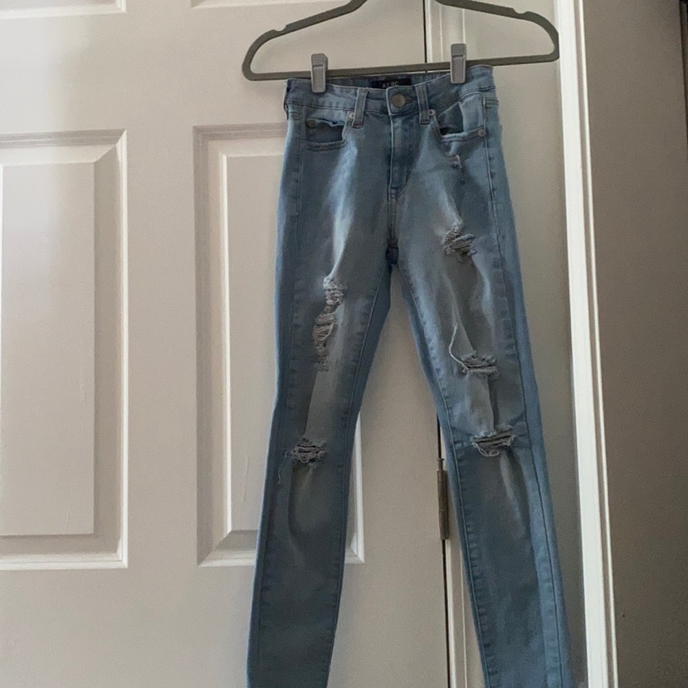 AERO blue high rise distressed jeggings size 0
